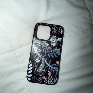 Floral Sloth Phone Case - Black and Pink